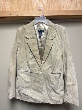 Denim&Co Light Beige Single-Button Notch Lapel Blazer